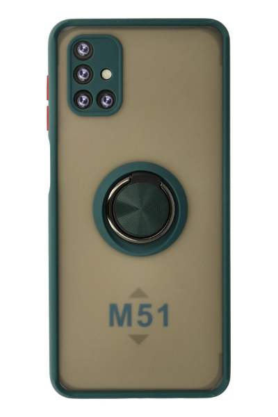 Newface Samsung Galaxy M51 Kılıf Montreal Yüzüklü Silikon Kapak - Yeşil resmi