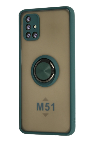 Newface Samsung Galaxy M51 Kılıf Montreal Yüzüklü Silikon Kapak - Yeşil resmi