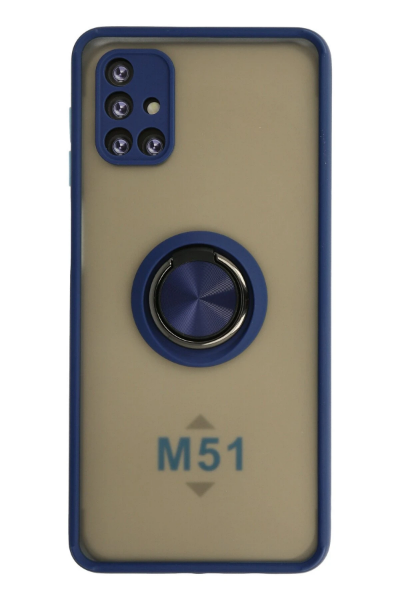 Newface Samsung Galaxy M51 Kılıf Montreal Yüzüklü Silikon Kapak - Lacivert resmi