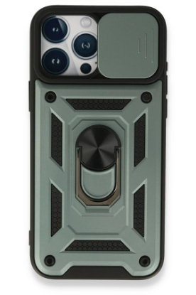 Newface iPhone 15 Pro Max Kılıf Pars Lens Yüzüklü Silikon - Yeşil resmi