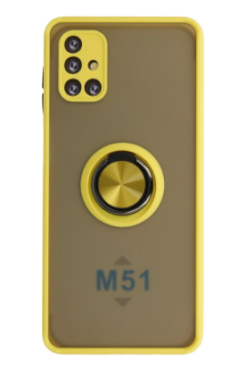 Newface Samsung Galaxy M51 Kılıf Montreal Yüzüklü Silikon Kapak - Sarı resmi