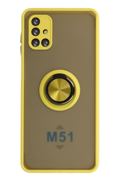Newface Samsung Galaxy M51 Kılıf Montreal Yüzüklü Silikon Kapak - Sarı resmi