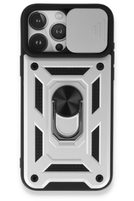 Newface iPhone 15 Pro Max Kılıf Pars Lens Yüzüklü Silikon - Gümüş resmi