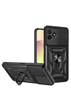 Newface Realme C53 Kılıf Pars Lens Yüzüklü Silikon - Siyah resmi