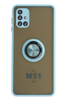 Newface Samsung Galaxy M51 Kılıf Montreal Yüzüklü Silikon Kapak - Buz Mavi resmi
