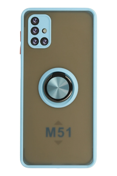 Newface Samsung Galaxy M51 Kılıf Montreal Yüzüklü Silikon Kapak - Buz Mavi resmi