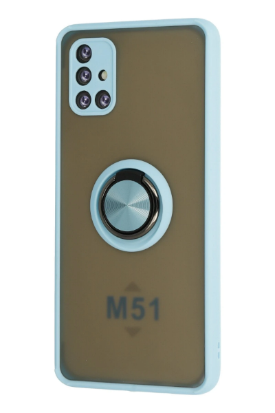 Newface Samsung Galaxy M51 Kılıf Montreal Yüzüklü Silikon Kapak - Buz Mavi resmi