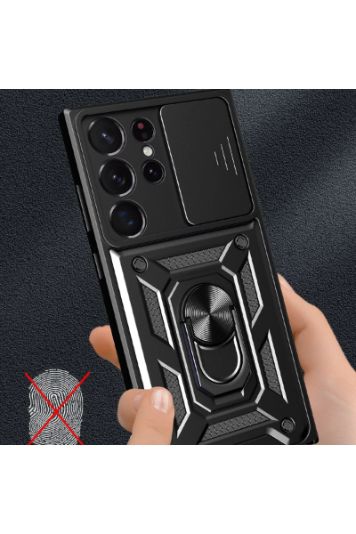Newface Samsung Galaxy S23 Ultra Kılıf Pars Lens Yüzüklü Silikon - Kırmızı resmi
