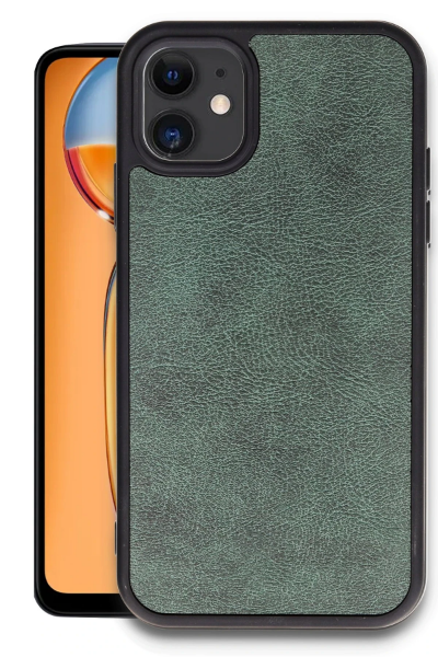 Newface iPhone 11 Kılıf Aras Deri Kapak - Koyu Yeşil resmi