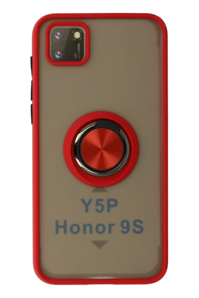 Newface Huawei Y5P Kılıf Montreal Yüzüklü Silikon Kapak - Kırmızı resmi