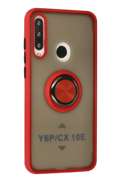 Newface Huawei Y6P Kılıf Montreal Yüzüklü Silikon Kapak - Kırmızı resmi