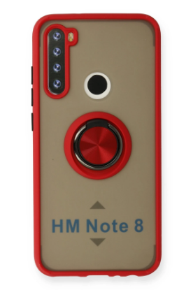 Newface Xiaomi Redmi Note 8 Kılıf Montreal Yüzüklü Silikon Kapak - Kırmızı resmi
