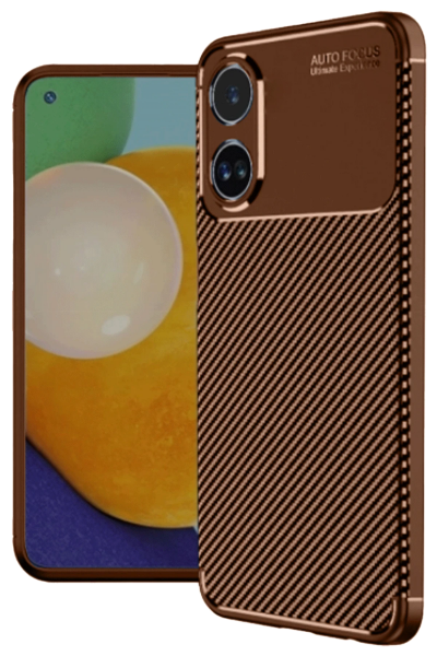 Newface Oppo A38 Kılıf Auto Focus Karbon Kapak - Kahverengi resmi