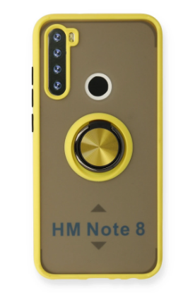 Newface Xiaomi Redmi Note 8 Kılıf Montreal Yüzüklü Silikon Kapak - Sarı resmi