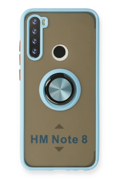Newface Xiaomi Redmi Note 8 Kılıf Montreal Yüzüklü Silikon Kapak - Buz Mavi resmi