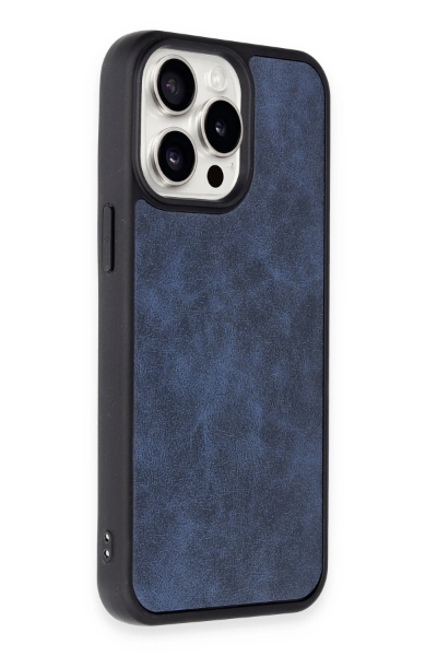 Newface iPhone 14 Pro Kılıf Aras Deri Kapak - Lacivert resmi