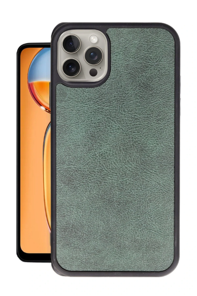 Newface iPhone 14 Pro Kılıf Aras Deri Kapak - Koyu Yeşil resmi