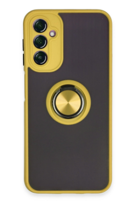 Newface Samsung Galaxy A14 4G Kılıf Montreal Yüzüklü Silikon Kapak - Sarı resmi