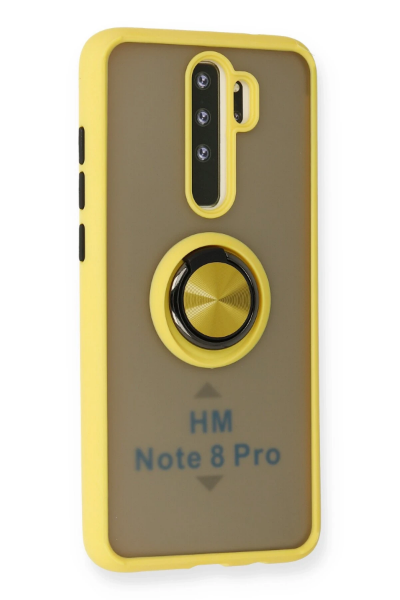 Newface Xiaomi Redmi Note 8 Pro Kılıf Montreal Yüzüklü Silikon Kapak - Sarı resmi