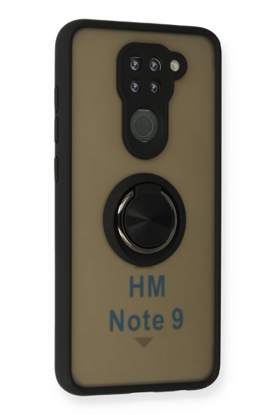 Newface Xiaomi Redmi Note 9 Kılıf Montreal Yüzüklü Silikon Kapak - Siyah resmi