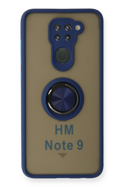 Newface Xiaomi Redmi Note 9 Kılıf Montreal Yüzüklü Silikon Kapak - Lacivert resmi