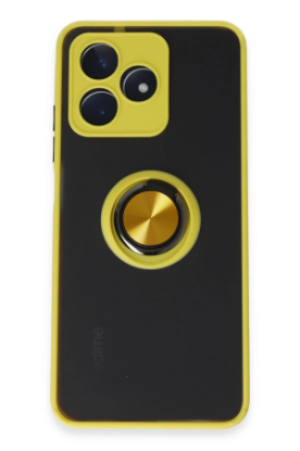 Newface Realme C53 Kılıf Montreal Yüzüklü Silikon Kapak - Sarı resmi
