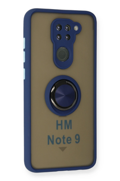Newface Xiaomi Redmi Note 9 Kılıf Montreal Yüzüklü Silikon Kapak - Lacivert resmi