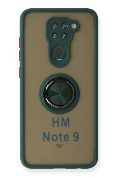 Newface Xiaomi Redmi Note 9 Kılıf Montreal Yüzüklü Silikon Kapak - Yeşil resmi