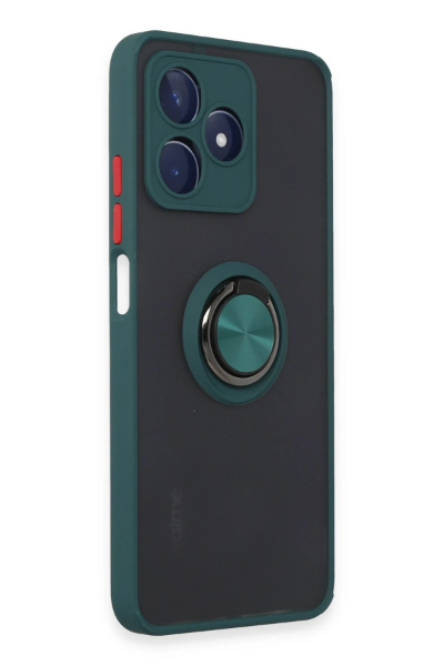 Newface Realme C53 Kılıf Montreal Yüzüklü Silikon Kapak - Yeşil resmi