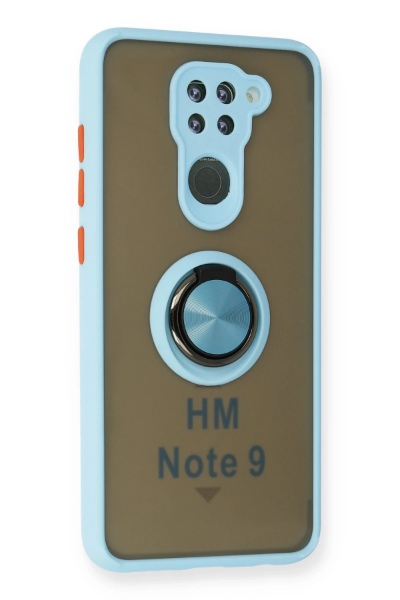 Newface Xiaomi Redmi Note 9 Kılıf Montreal Yüzüklü Silikon Kapak - Buz Mavi resmi