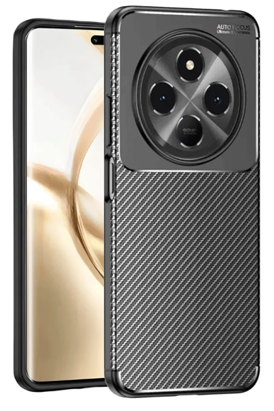 Newface Tecno Spark 30 Kılıf Auto Focus Karbon Kapak - Siyah resmi