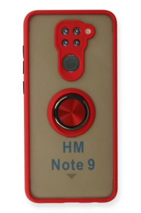 Newface Xiaomi Redmi Note 9 Kılıf Montreal Yüzüklü Silikon Kapak - Kırmızı resmi