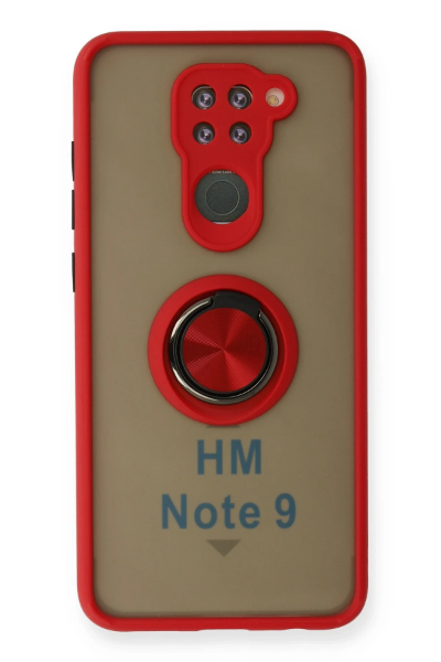 Newface Xiaomi Redmi Note 9 Kılıf Montreal Yüzüklü Silikon Kapak - Kırmızı resmi