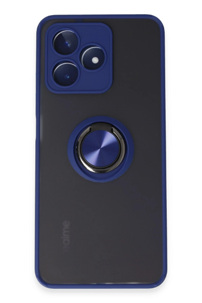 Newface Realme C53 Kılıf Montreal Yüzüklü Silikon Kapak - Lacivert resmi