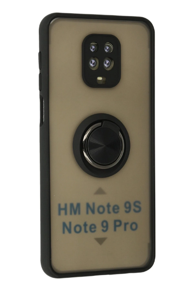 Newface Xiaomi Redmi Note 9 Pro Kılıf Montreal Yüzüklü Silikon Kapak - Siyah resmi