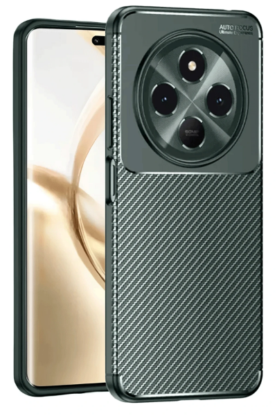 Newface Tecno Spark 30 Kılıf Auto Focus Karbon Kapak - Koyu Yeşil resmi