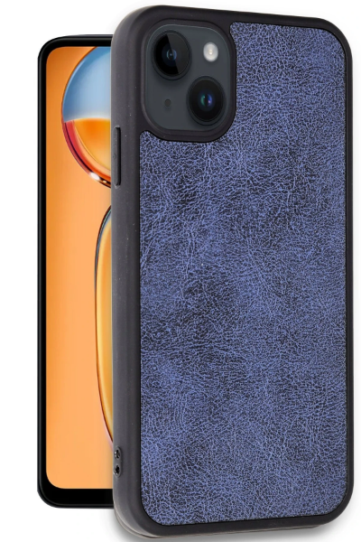 Newface iPhone 15 Kılıf Aras Deri Kapak - Lacivert resmi