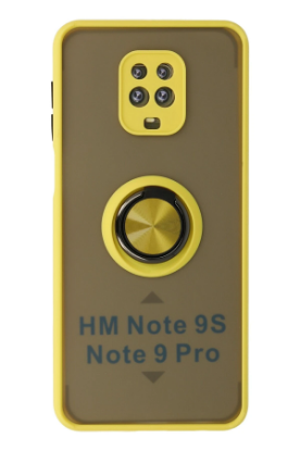 Newface Xiaomi Redmi Note 9 Pro Kılıf Montreal Yüzüklü Silikon Kapak - Sarı resmi