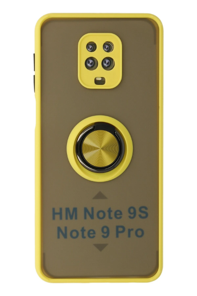 Newface Xiaomi Redmi Note 9 Pro Kılıf Montreal Yüzüklü Silikon Kapak - Sarı resmi