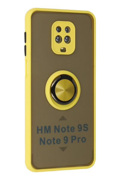 Newface Xiaomi Redmi Note 9 Pro Kılıf Montreal Yüzüklü Silikon Kapak - Sarı resmi