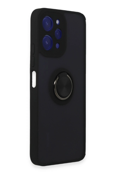 Newface Xiaomi Redmi 12 Kılıf Montreal Yüzüklü Silikon Kapak - Siyah resmi