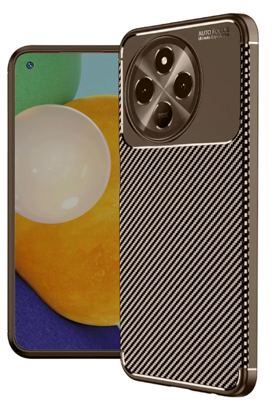 Newface Tecno Spark 30 Pro Kılıf Auto Focus Karbon Kapak - Kahverengi resmi