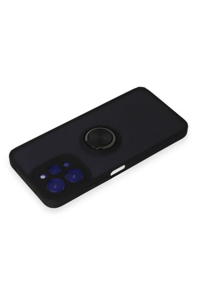 Newface Xiaomi Redmi 12 Kılıf Montreal Yüzüklü Silikon Kapak - Siyah resmi