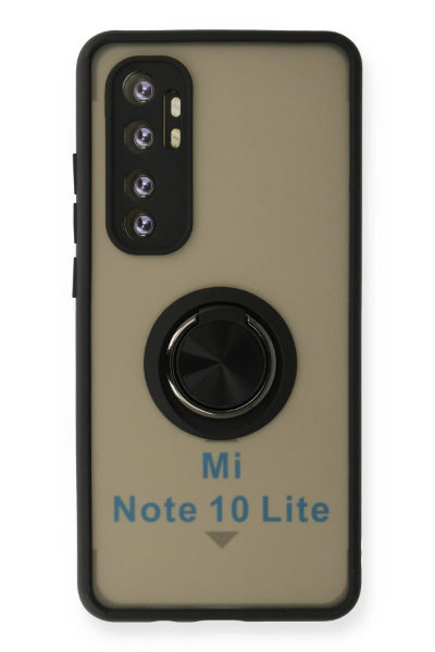 Newface Xiaomi Mi Note 10 Lite Kılıf Montreal Yüzüklü Silikon Kapak - Siyah resmi