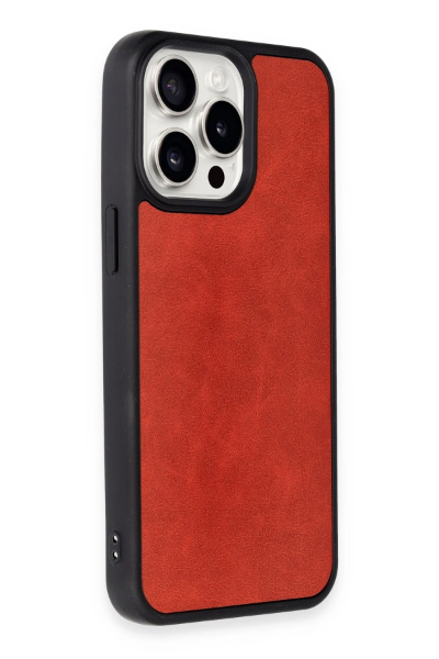 Newface iPhone 15 Pro Kılıf Aras Deri Kapak - Kırmızı resmi