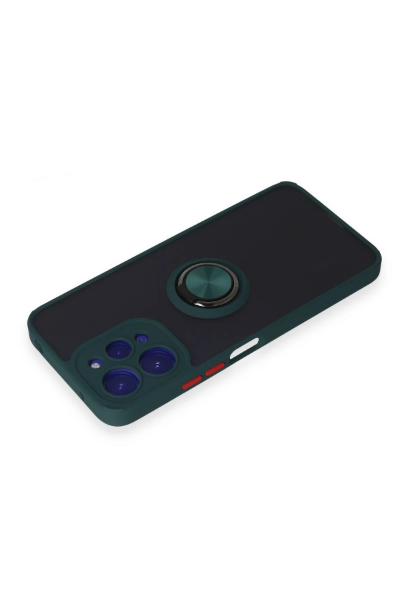 Newface Xiaomi Redmi 12 Kılıf Montreal Yüzüklü Silikon Kapak - Yeşil resmi