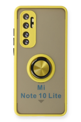 Newface Xiaomi Mi Note 10 Lite Kılıf Montreal Yüzüklü Silikon Kapak - Sarı resmi