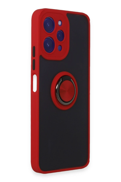 Newface Xiaomi Redmi 12 Kılıf Montreal Yüzüklü Silikon Kapak - Kırmızı resmi