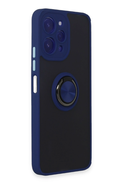 Newface Xiaomi Redmi 12 Kılıf Montreal Yüzüklü Silikon Kapak - Lacivert resmi