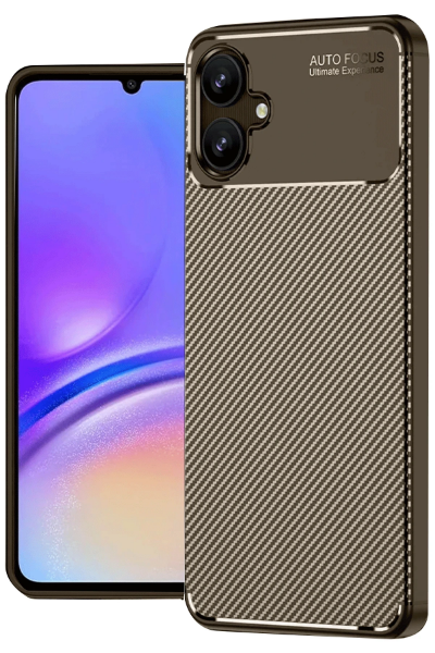 Newface Samsung Galaxy A06 Kılıf Auto Focus Karbon Kapak - Kahverengi resmi